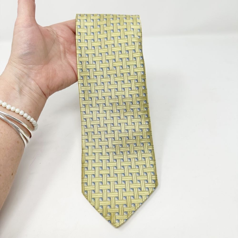 Robert Talbott Best‎ of Class Silk Yellow Blue Tie Made in U.S.A.